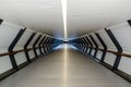 Empty futuristic walkway in Canary Wharf district