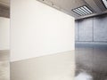 Empty gallery interior with white canvas and Royalty Free Stock Photo