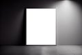 Empty gallery room with clear picture frame sample on light gray wall