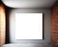 Empty gallery room with clear picture frame sample. Red brick wall and spot lights Royalty Free Stock Photo