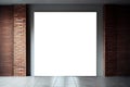 Empty gallery room with clear picture frame sample. Red brick wall and spot lights Royalty Free Stock Photo