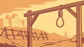 Empty Gallows in Desolate Landscape, Flat Vector Design Generative AI Royalty Free Stock Photo