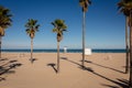 Empty Gandia, Spain beach on nice winter day Royalty Free Stock Photo