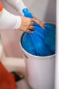Empty garbage in the kitchen , blue trash Royalty Free Stock Photo