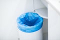 Empty garbage in the kitchen , blue trash Royalty Free Stock Photo