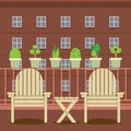 Empty Garden Chairs At Balcony