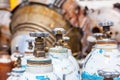 Empty gas welding containers, cylinders for Nitrogen Royalty Free Stock Photo