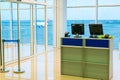 Empty gateway terminal in waiting area in airport Royalty Free Stock Photo