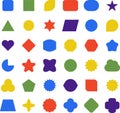 Empty geometric banners. Abstract bold shapes, minimalistic message balloon template. Various multicolored forms