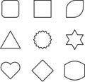 Empty geometric banners. Abstract bold shapes, minimalistic message balloon template. Various multicolored forms