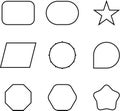 Empty geometric banners. Abstract bold shapes, minimalistic message balloon template. Various multicolored forms