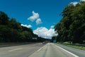 On the empty German highway seen from the car