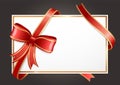 Empty Gift Card or Banner with Red Ribbons Bow