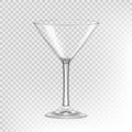Empty glass for alcoholic beverages, transparent glass