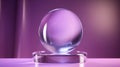 Empty glass ball on a purple background. 3d rendering mock up