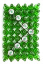 Glass beer bottles and cans.abstract background