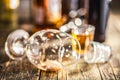 Empty glass of beer on wooden table Royalty Free Stock Photo