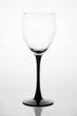 Empty glass with a black stem with reflection Royalty Free Stock Photo