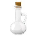 Empty glass bottle with cork stopper for water, wine or oil. Magic blank vessel for potions. Empty jar for milk, vinegar or juice Royalty Free Stock Photo