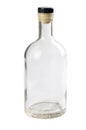 Empty glass bottle isolated on a white background. Bottle for alcohol. Clear bottle. Front view Royalty Free Stock Photo