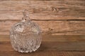 Empty glass bowl over wooden background with copy space Royalty Free Stock Photo