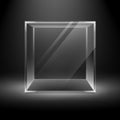 Empty Glass Box Cube on Background with Backlight