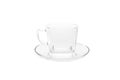 Empty glass coffee cup with saucer on white background Royalty Free Stock Photo