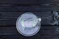 An empty glass cup on a saucer. Royalty Free Stock Photo