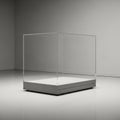 Empty Glass Display Case with Gray Base on a White Background showcase cabinet Royalty Free Stock Photo