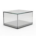 Empty Glass Display Case With Gray Base On White Background glass case showcase Royalty Free Stock Photo