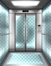 Empty glass elevator cabin with transparent walls Royalty Free Stock Photo