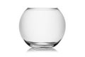 Empty glass fishbowl isolated on a white background without glare. Reflection on the surface. Back light