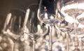 Empty glass glasses on the shelf, abstract background and texture, image with soft focus Royalty Free Stock Photo