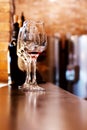 Empty glass glasses after wine tasting in a wine cellar Royalty Free Stock Photo