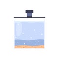 Empty glass home aquarium with sand, pebbles on the bottom, vector square fish tank, reservoir with clean water for fish Royalty Free Stock Photo