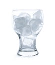 Empty glass with ice cubes on white Royalty Free Stock Photo