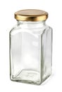 Empty glass jar with a cap isolated on white background with clipping path. Royalty Free Stock Photo