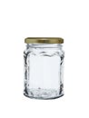 Empty glass jar with an iron lid isolated on a white background Royalty Free Stock Photo