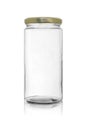 Empty glass jar with a metal lid. Isolated on a white background with reflection Royalty Free Stock Photo