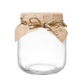 Empty glass jar with packaging paper and rope Royalty Free Stock Photo