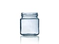 Empty glass jar with reflection isolated on white