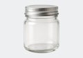 Empty glass jar with silver screw on lid clear Royalty Free Stock Photo