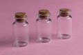 Empty glass medical bottles for injection on the red background Royalty Free Stock Photo