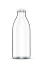 Empty glass milk bottle isolated on white. Twist off metal screw cap, no label. 3D rendering Royalty Free Stock Photo