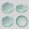 Empty glass petri dish. Biology lab dishes vector illustration isolated on transparent background Royalty Free Stock Photo