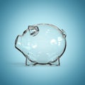 Empty glass piggy bank on blue background 3d rendering Royalty Free Stock Photo