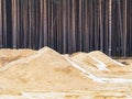 Empty glass sand mine. The manufacture and production of silica sand Royalty Free Stock Photo