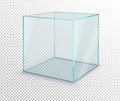 Empty glass showcase cube on transparent background Royalty Free Stock Photo