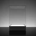 Empty glass showcase for exhibit