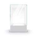Empty Glass Showcase on pedestal. Museum glass box isolated advertising or business design boutique Royalty Free Stock Photo